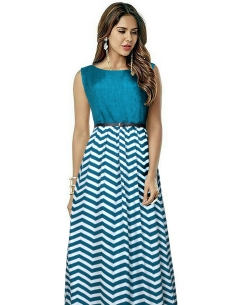 Sky Blue Tafeta Printed Gowns