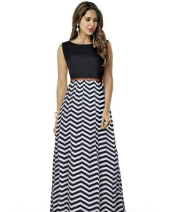 Black Tafeta Printed Gowns