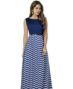 Blue Tafeta Printed Gowns