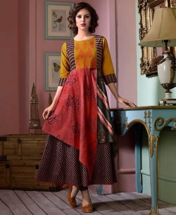Multi Cotton Printed Anarkali Kurtis