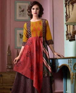 Multi Cotton Printed Anarkali Kurtis