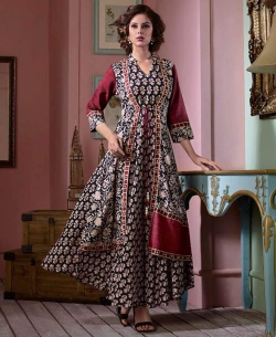 Multi Cotton Printed Anarkali Kurtis