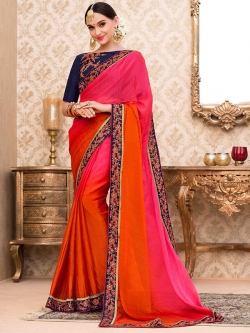 Pink Chiffon Stone Work Border Sarees