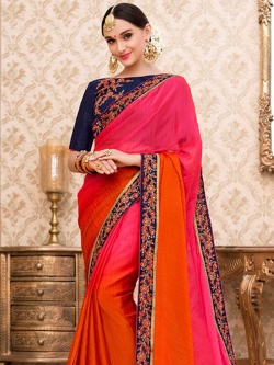 Pink Chiffon Stone Work Border Sarees