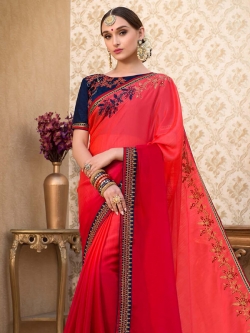 Pink Chiffon Stone Work Border Sarees