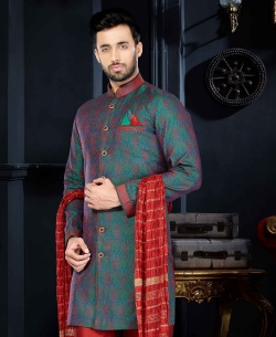 Red Jaquard Jacquard Kurta Pajama