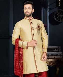 Beige Art Dupion Stone Work Kurta Pajama
