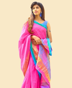 Pink Cotton Silk Printed Cotton Sarees