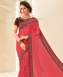 Pink Brasso Patch Design Border Sarees