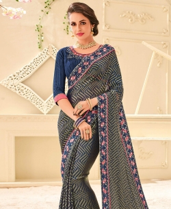 Multi Brasso Patch Design Border Sarees