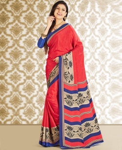 Peach Kasturi Crepe Printed Regular Sarees