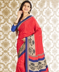 Peach Kasturi Crepe Printed Regular Sarees