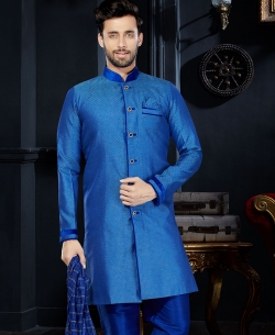 Blue  Jaquard Printed Kurta Pajama