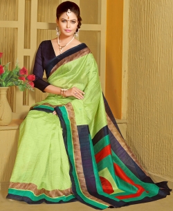 Green Bhagalpuri Silk Shaded Regular Sarees