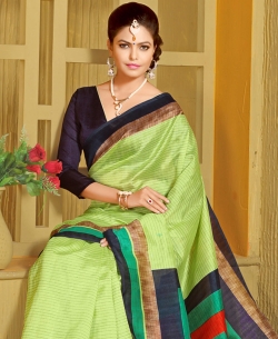 Green Bhagalpuri Silk Shaded Regular Sarees