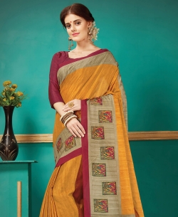 Orange Pashmina Silk Printed Regular Sarees