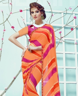 Multi Georgette Printed, Border Regular Sarees