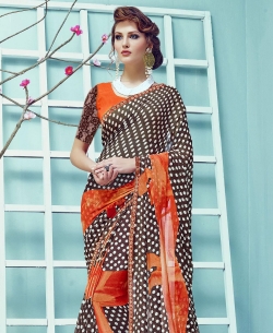 Multi Georgette Printed, Border Regular Sarees