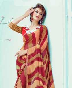 Multi Georgette Printed, Border Regular Sarees