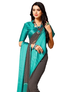 Black Georgette, Satin Printed Regular Sarees