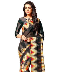 Black Georgette, Satin Printed Regular Sarees