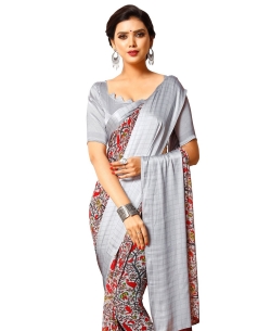 Grey Georgette, Satin Printed Regular Sarees