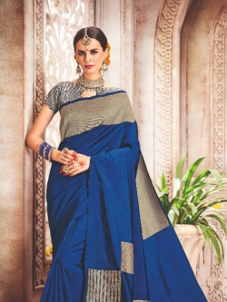 Navy Blue Banarasi Silk Embroidery Traditional Sarees