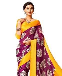 Pink Georgette, Satin Floral Printed Regular Sarees