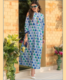 Multi Rayon Printed Anarkali Kurtis