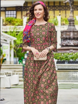 Multi Cotton Printed Anarkali Kurtis