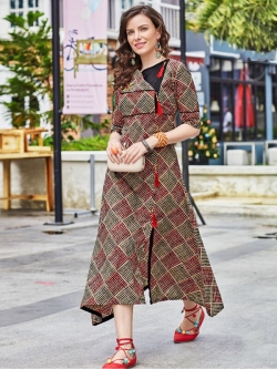 Multi Cotton Printed Anarkali Kurtis
