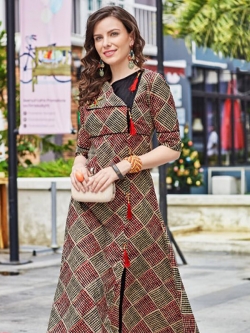 Multi Cotton Printed Anarkali Kurtis
