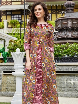 Multi Cotton Printed Anarkali Kurtis