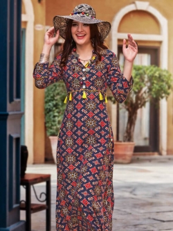 Multi Cotton Printed Anarkali Kurtis