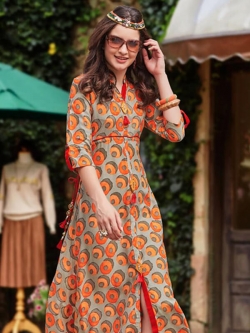 Multi Cotton Printed Anarkali Kurtis