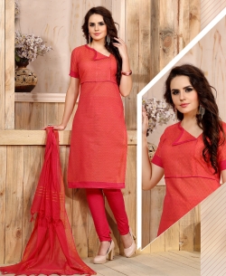 Pink Cotton Printed Chudidhar Suits
