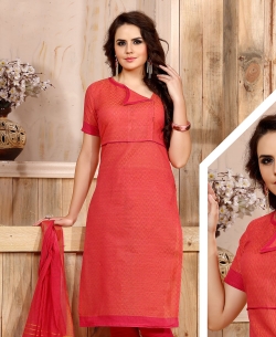 Pink Cotton Printed Chudidhar Suits