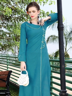 Rama Green Rayon Plain A Line Kurtis