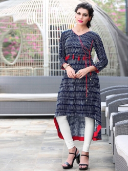 Grey Rayon Printed Anarkali Kurtis