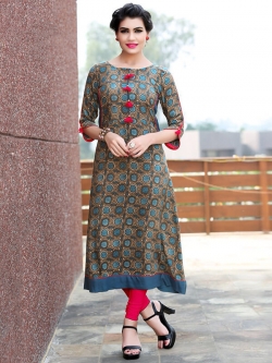 Multi Rayon Printed Anarkali Kurtis
