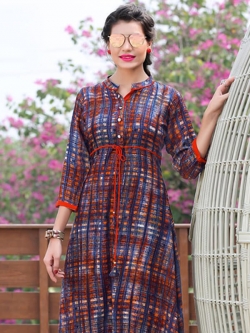 Multi Rayon Printed Anarkali Kurtis