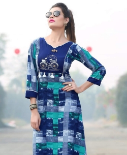 Multi Rayon Printed Anarkali Kurtis