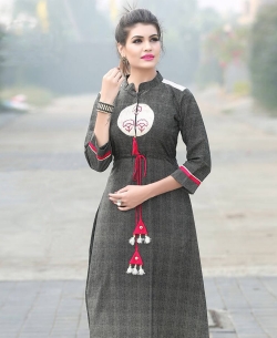Light Black Rayon Printed Anarkali Kurtis