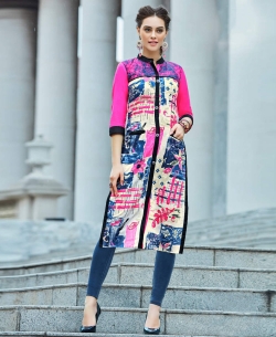 Multi Cotton Printed Straight Cut Kurtis