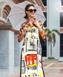 Multi Cotton Printed Straight Cut Kurtis