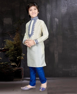 Lemon Art Dupion Plain Boys Kurta Pajama