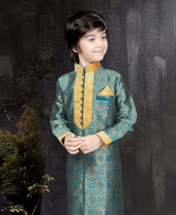 Rama Banarasi Jacquard Floral Design Boys Kurta Pajama