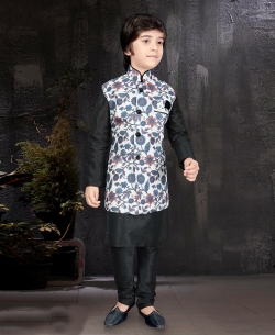 Black Art Dupion NA Boys Kurta Pajama