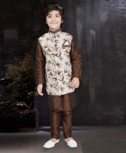 Coffee Art Dupion NA Boys Kurta Pajama
