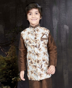 Coffee Art Dupion NA Boys Kurta Pajama